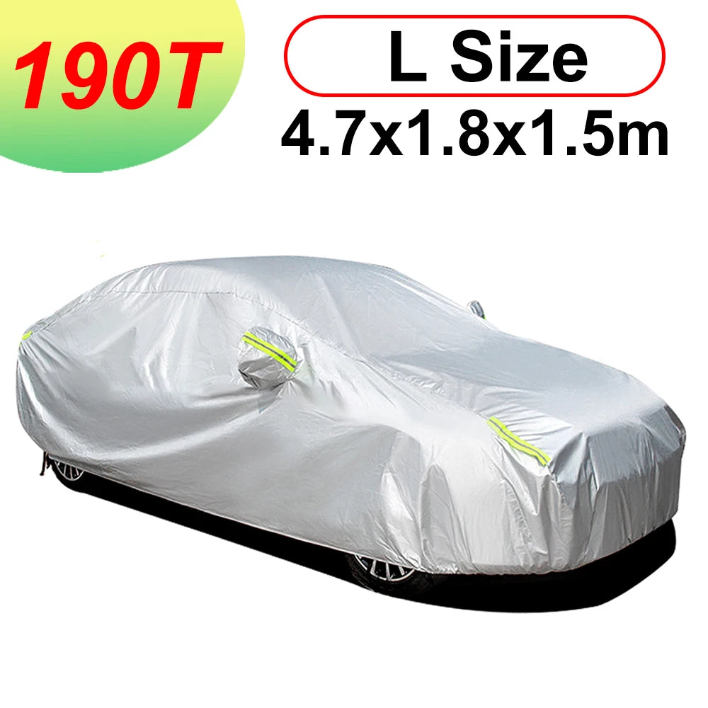 Car Cover Thickened Outdoor Sun Protection 190T | Full Exterior Snow Cover with Refle alternate view