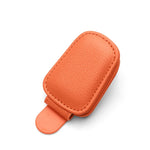 Leather Sunglasses Holder Car Sun Shade Clip close-up view