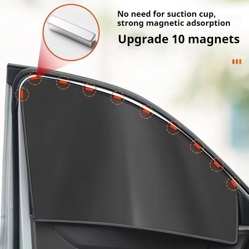 100% Blackout Car Sunshades | Magnetic UV Protection for Front Rear Side Windows additional angle