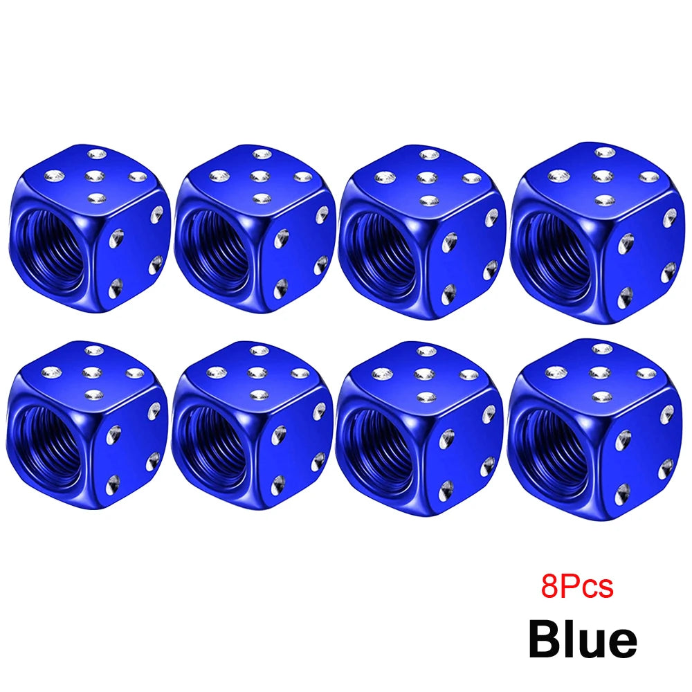 AUTCOAT Aluminum Tire Valve Caps | Dice Wheel Stem Dust Cover for Car Truck Motorcycl lifestyle view