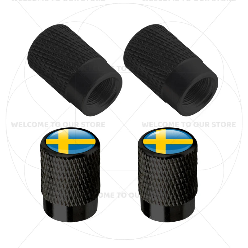 For Sweden Swedish Flag Union Jack Britain Flag Emblem 4Pcs Aluminum Motorcycle Car T lifestyle view