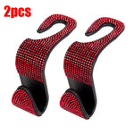 2Pcs  Car Seat Back Hook Bling Diamond Hanger Backseat Auto Back Universal Headrest  Storage Holder Car Interior Accessories