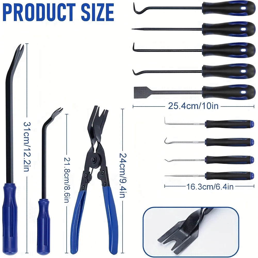 17Pcs Hook and Pick Tool Set with Scraper Auto Clip Removal Plier Fastener Remover Ri alternate view
