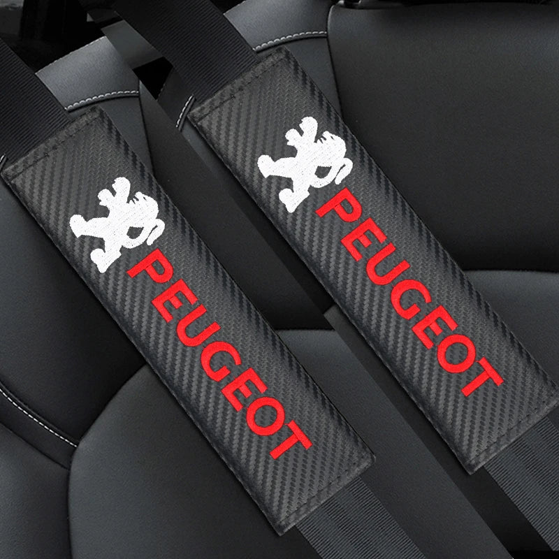 2pcs Carbon fiber Car Seat belt Cover Protective Pad for Peugeot 307 206 207 308 207 406 detail view