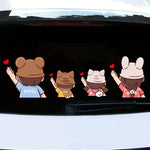 Cartoon cute family heart-shaped parent-child car decal, personalized creative rear windshield stick