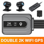 Dual 2K Motorcycle DVR Camera | Front Rear Waterproof Dash Cam with WiFi GPS