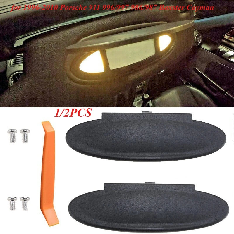 Rhyming Car Sun Visor Vanity Mirror Cover For Porsche 996 997 911 Carrera 986 Boxster 987 Cayman Black Car Interior Accessories