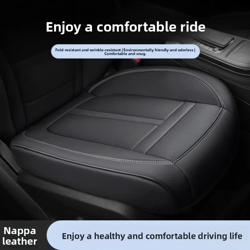 Nappa Leather Car Seat Cover Anti-Slip and Full Wrap Driver Car Seat Protector Mat Front Bottom Car
