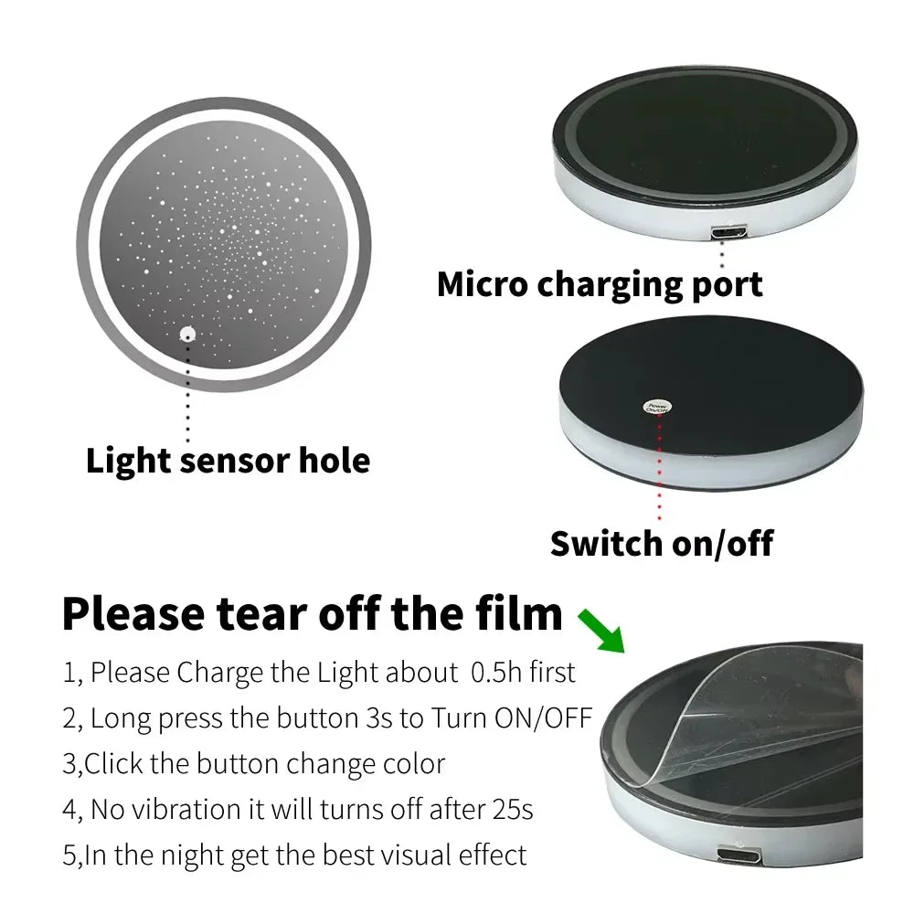 Car Cup Holder Coaster USB Rechargeable LED Atmosphere Light