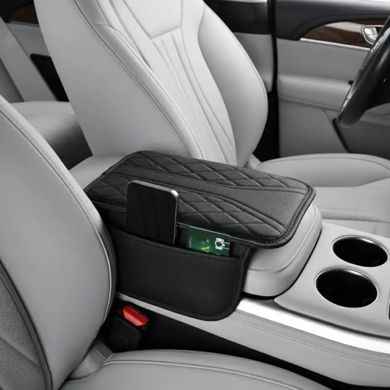 New Car Armrest Pad With Storage Bag PU Leather Car Elbow Pad Car Center Console Armrest Box Cushion Auto Armrests Storage Pad