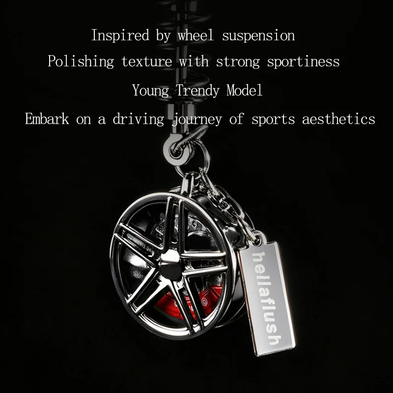 metal Car Mirror Rearview Pendant Auto Interior Decor Pendants Aluminum Wheel With Shock detail view