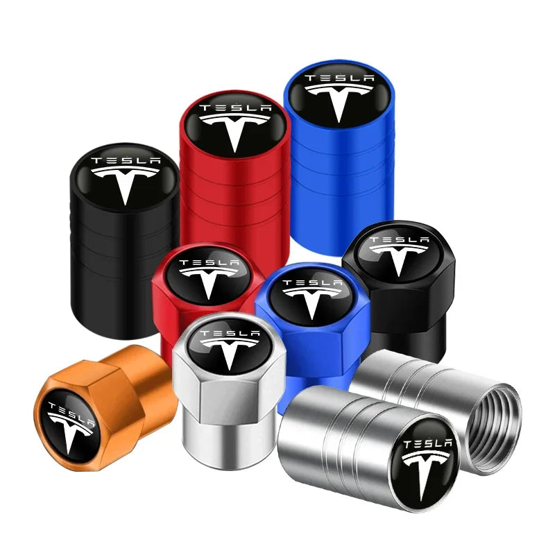 4Pcs Alloy Tesla Valve Caps | Dust Cover for Model 3 Y S X Cybertruck Roadster detail view