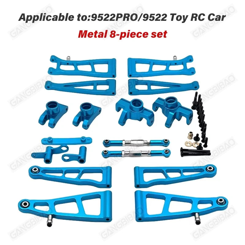 9522 PRO Remote Control Car Parts Swing Arm, Pull Rod, Steering Cup, Tire, Chassis, Tr close-up view