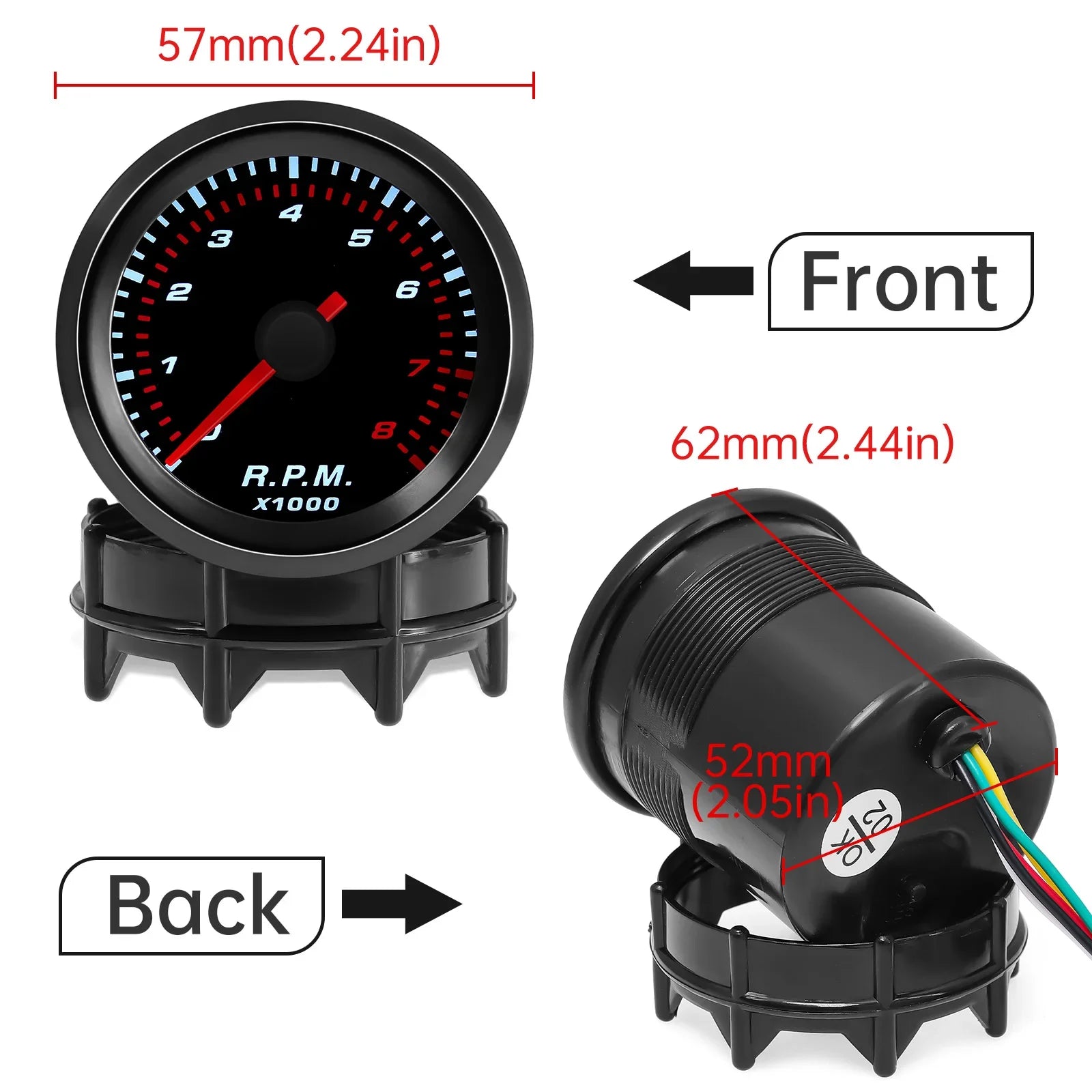 Universal 52mm Car Gauge Set | Tachometer Boost Oil Pressure Water Temp Voltmeter alternate view