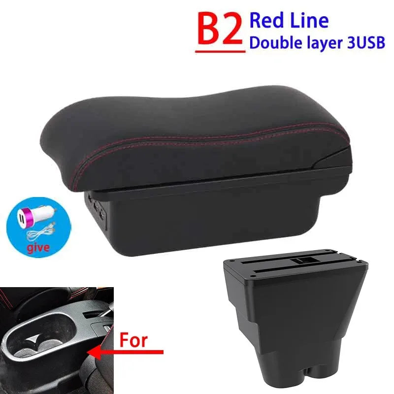 For Peugeot 207 Armrest Box Peugeot 207CC Interior Central Storage Box Pu Leather Armr close-up view