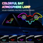 1X Solar Powered Car Neon Light Cool Bat-shaped Dynamic Atmosphere Light Wireless Led Suction Cup US