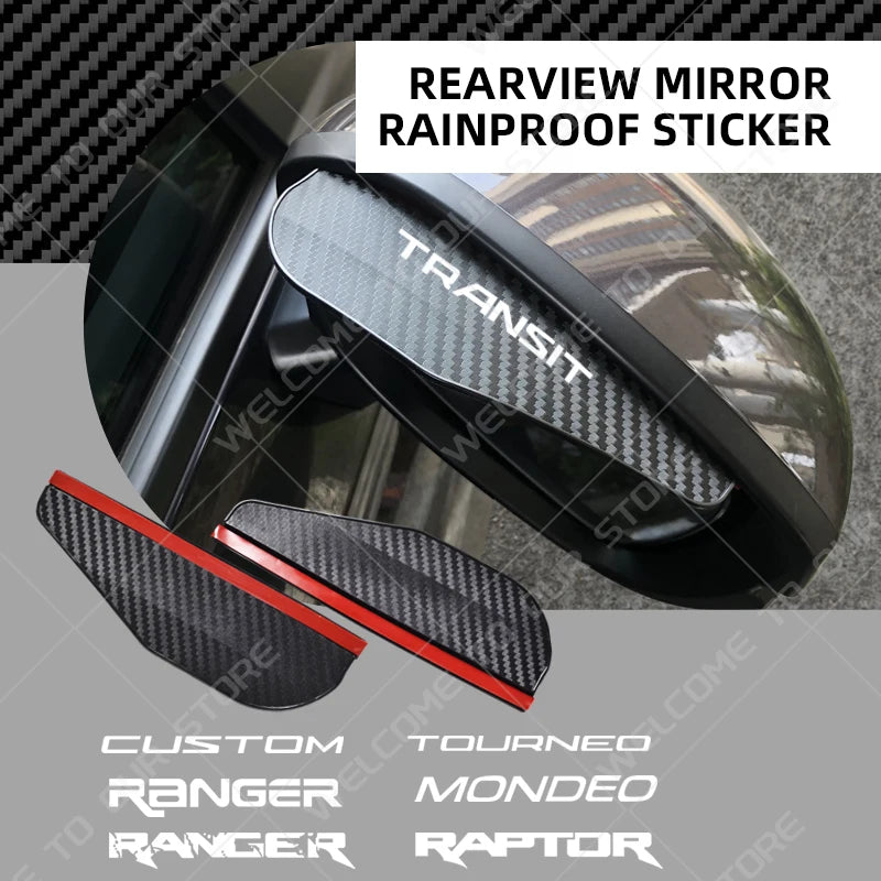 2PCS Car Rearview Mirror Rain Eyebrow | Carbon Fiber Rain Shield Cover
