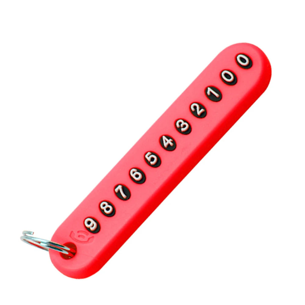 Silicone Phone Number Key Ring Anti-Lost Keychain close-up view