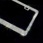 2PCS Stainless Steel License Plate Frame for Cars US-Spec Bling License Plate Frame Glitter Crystal Sparkling Rhinestone Caps