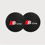 2Pcs Car Interior Leather Coaster Anti-noise Water Cup Pad for Audi S Line Models | Cu close-up view