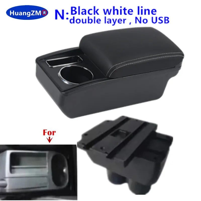 For Volkswagen VW Touran Caddy Armrest Box Double-Layer Center Storage Box USB Port Cup Holder Interior Retrofit Car Accessories