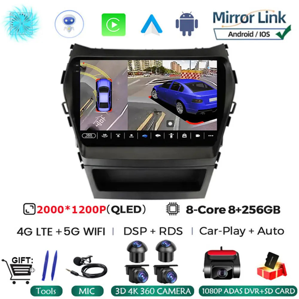 Android 16 Car Radio for Hyundai Santa Fe 2013-2017 | GPS Navigation Stereo alternate view