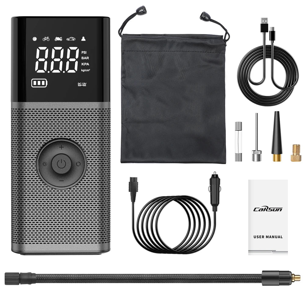 CARSUN Portable Tire Inflator | Wireless Rechargeable Air Pump for Car, Motorcycle, B alternate view