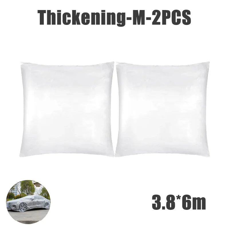 Disposable Transparent Car Cover | Dustproof Rainproof PE Film Protection additional angle