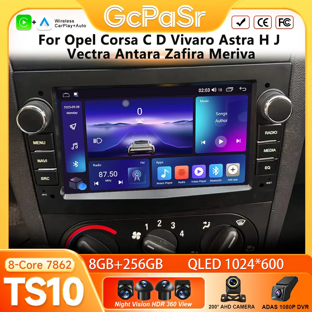 Car Radio Android Auto For Opel Corsa C D Vivaro Astra H J Vectra Antara Zafira Meriva GPS Navigatio