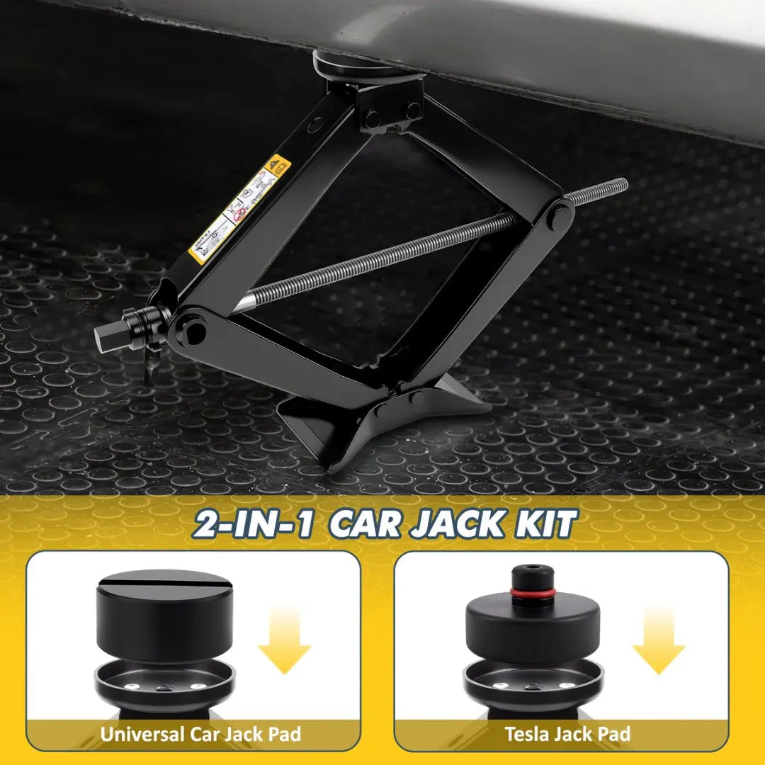 3T Car Scissor Jack Kits Emergency Crank Lift Stand Labor-Saving Repair Tire Replac additional angle