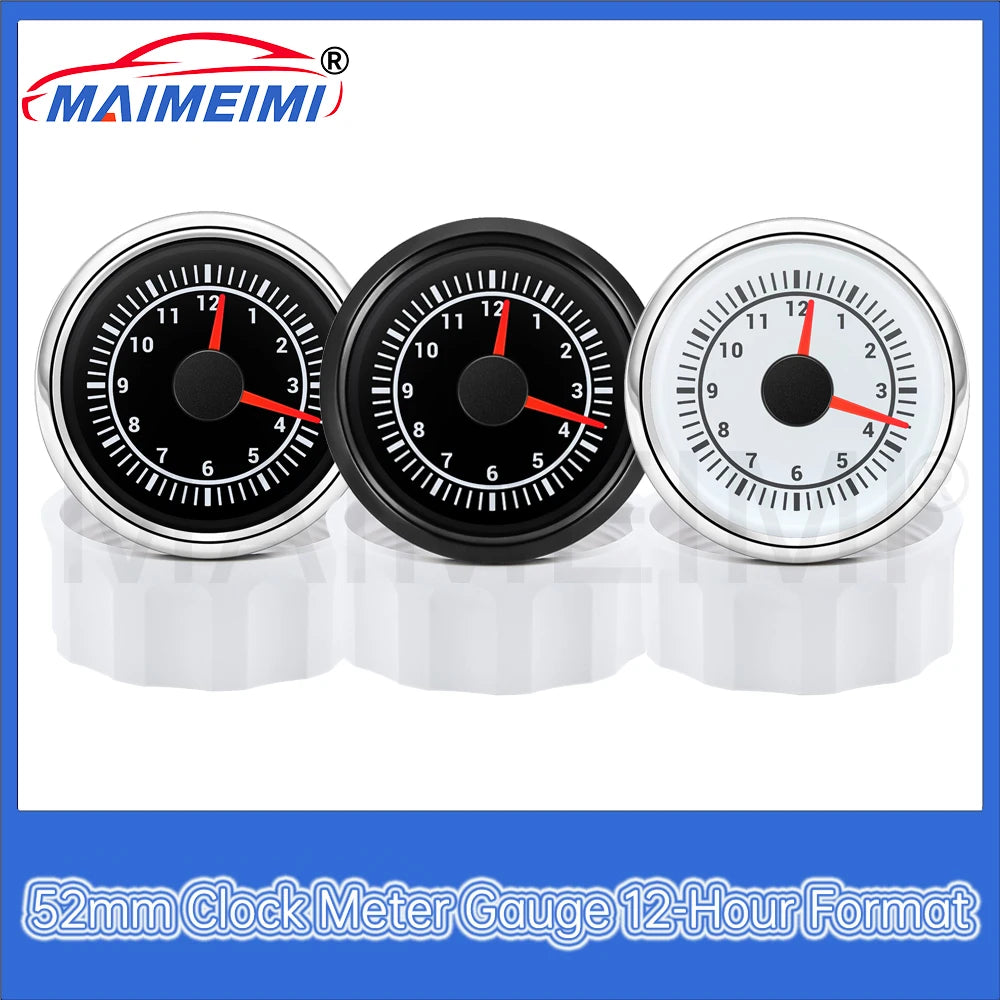 52mm 12-Hour Digital Clock Gauge | 8-Color Backlight for Car Truck Yachts