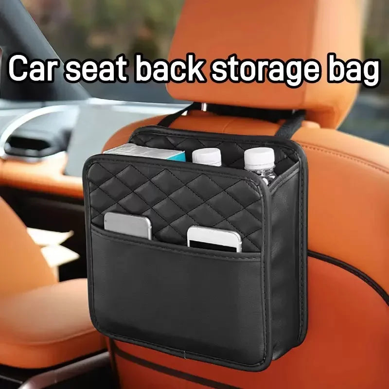Universal Car Seat Back Organizer PU Leather Storage Bag Multi-Pocket Design Waterproof detail view
