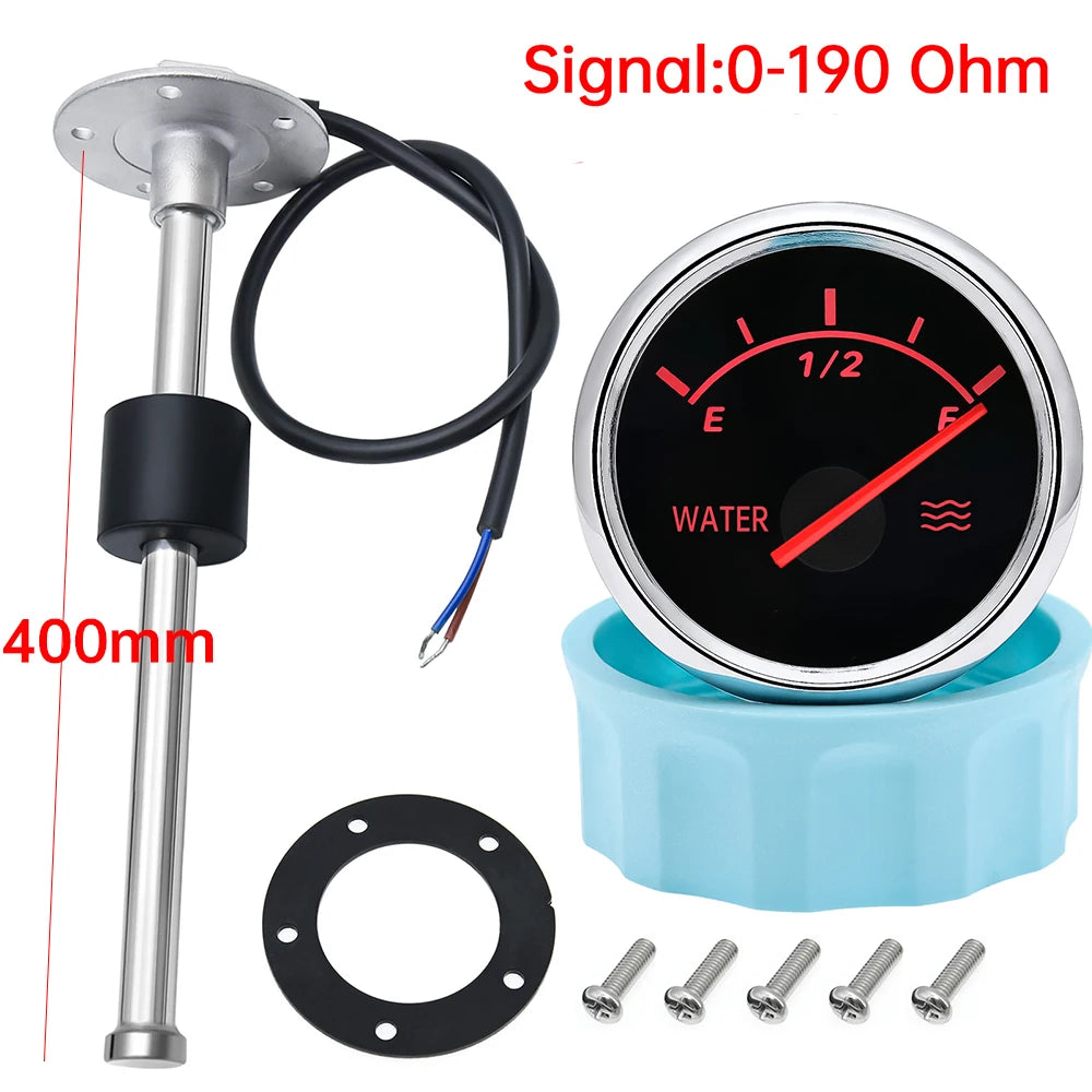 52MM Water Level Gauge with Red Backlight | 0-190 Ohm Water Tank Sensor and Meter alternate view