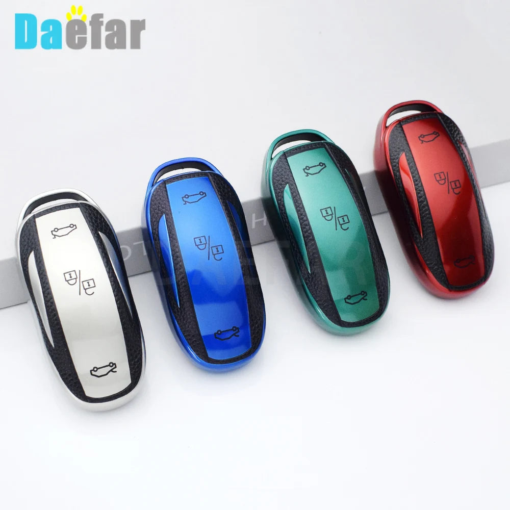 TPU Leather Shell Fob for Tesla Model 3 Y Model S Protector Car Remote Key Cover Case Accessories