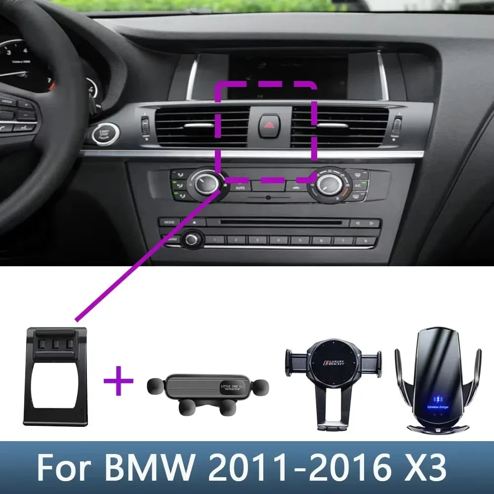 Car Phone Holder Special Fixed Bracket Wireless Charging Base For BMW X3 F25 2011 2012 2013 2014 2015 2016 Interior Accessories