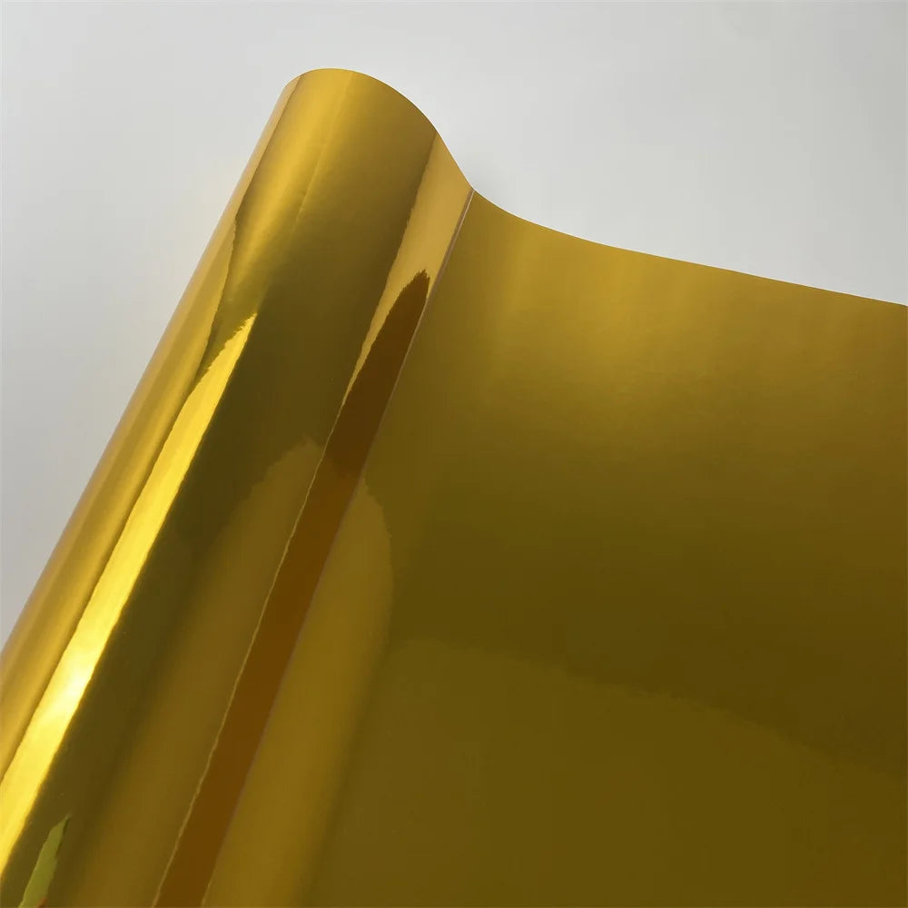 Glossy Gold Chrome Vinyl Wrap Film Car Motorcycle Sticker Waterproof Bubble Free Self alternate view