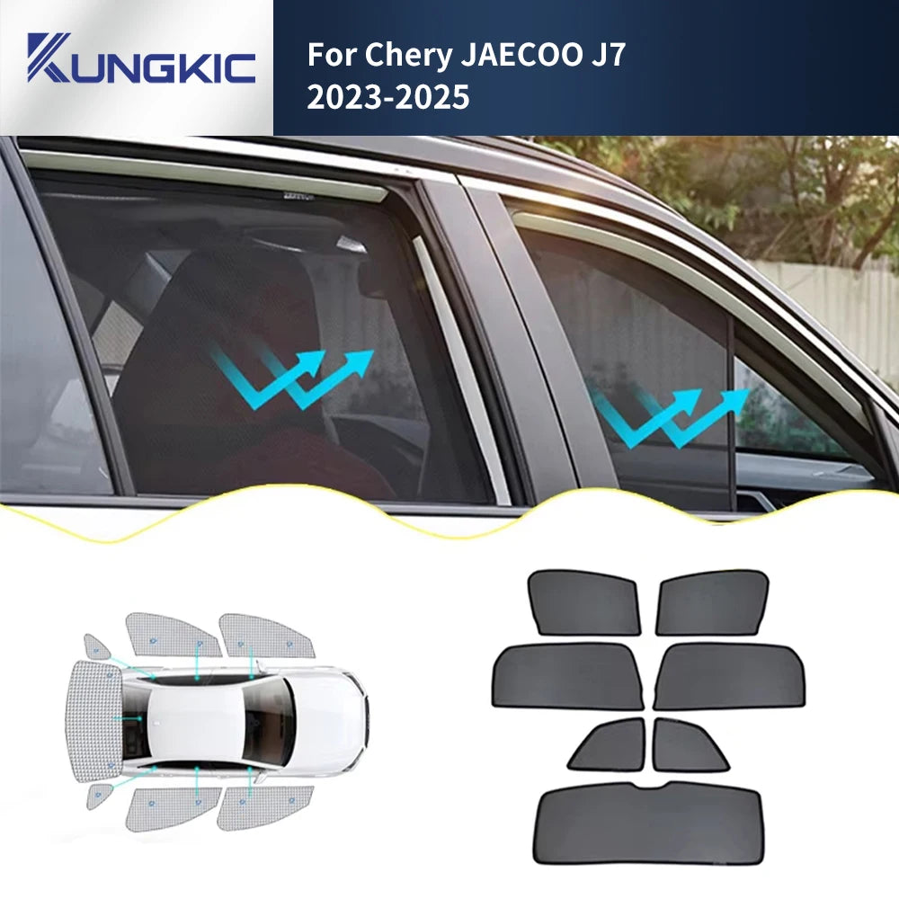 KUNGKIC Car Side Window Sun Shade Curtain for Chery JAECOO J7 2023-2025 | UV Protection Magnetic Mes