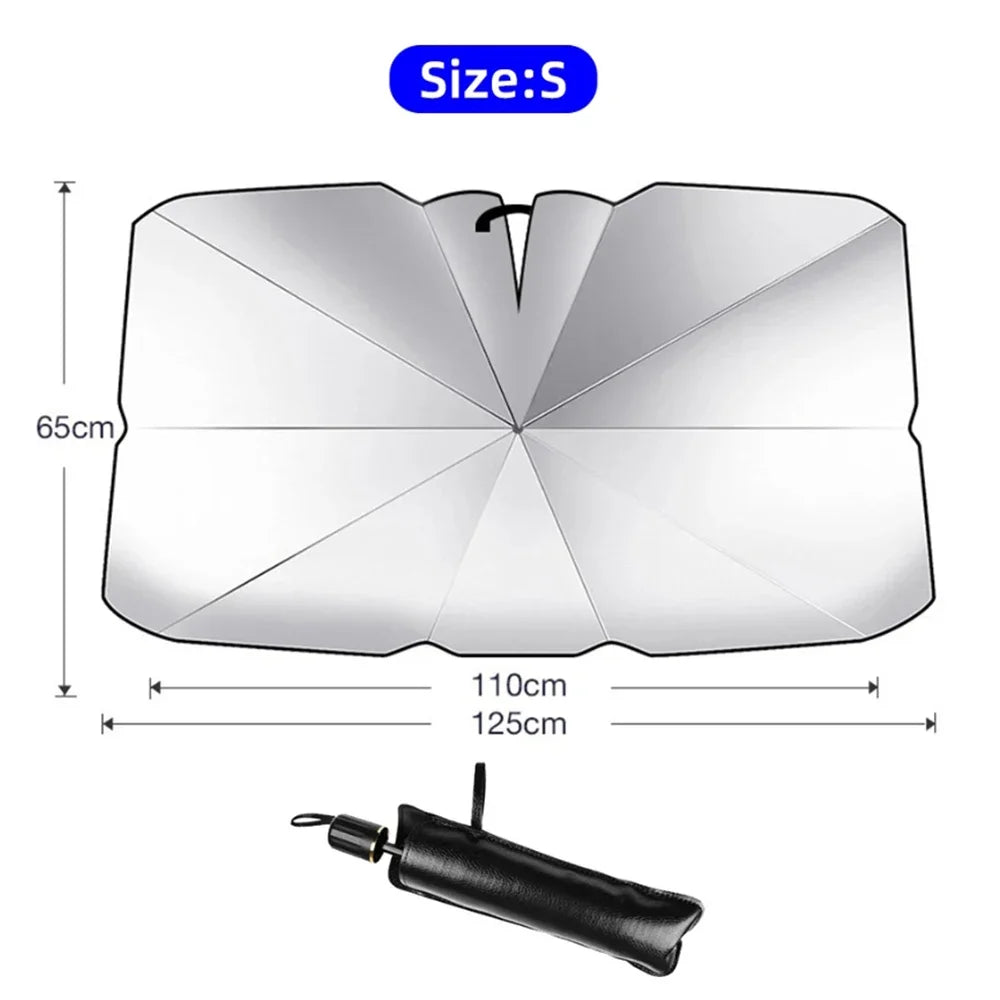 Upgraded Car Windshield Sun Shade Umbrella Foldable Car Sunshade Front Window Cover fo close-up view