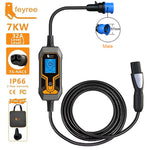 feyree Portable EV Charger Wallbox Tesla 7KW 32A Level 2 | Current Adjustable with 5m Cable