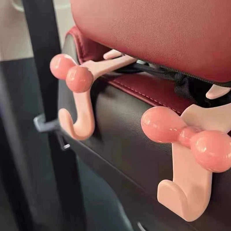 1pcs Cute Bow Pink Car Seat Back Hook Non Marking Headrest Hanger for Purse Umbrella Grocery Bag Car Organizer Accessory