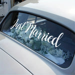 1 Set FunFrenzy Just Married Vinyl Decal Sticker - Matte Finish, Easy to Apply & Remove, Self-Adhesi