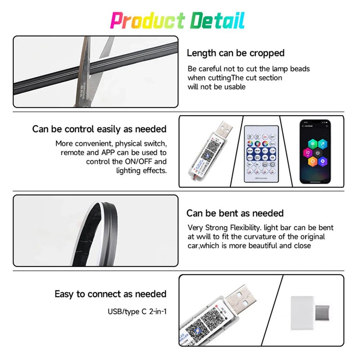 Car Atmosphere Light Strip with 30s Auto OFF Module | USB Expansion Dock for Tesla additional angle