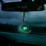 Moon Pendant Car Hanging Ornament | Hollow Crescent Design With Luminous Stone