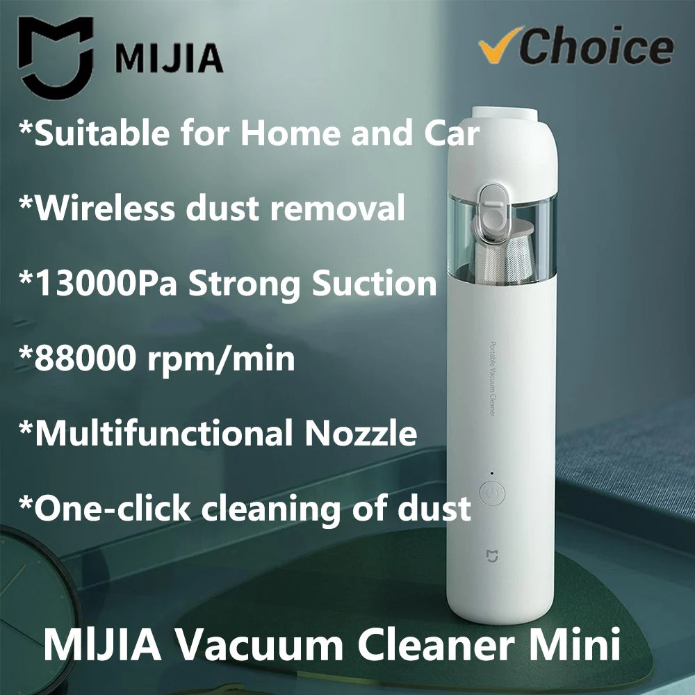 MIJIA Portable Handheld Vacuum Cleaner | 13000PA Wireless Mini Vacuum for Home and Car