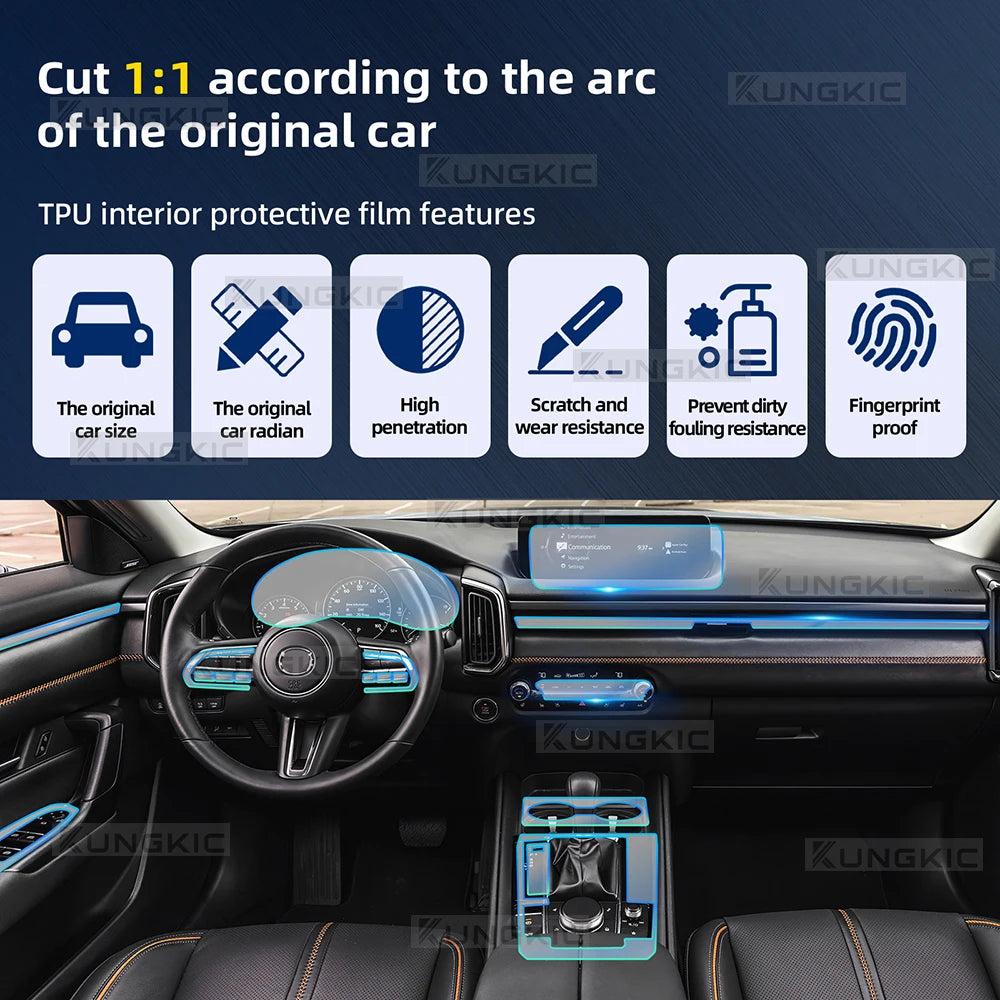 For MAZDA CX-50 CX50 2023 2024 Sticker Anti-scratch Car Interior Center Console Media Dashboard Navigation TPU Protector Film