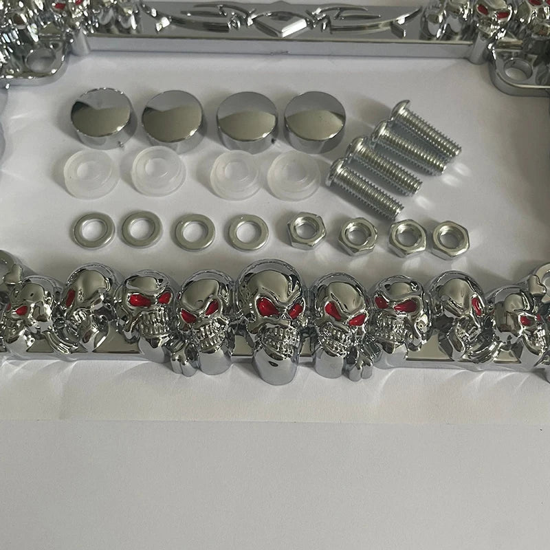 Skull Motorcycle License Plate Frame | American Style Stylish Vehicle Decoration lifestyle view