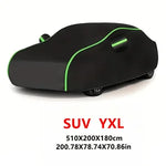 Universal Car Cover with Reflective Strip | Black Outdoor Dust and Snow Protection close-up view