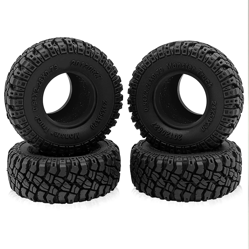 AXSPEED 4PCS 1.0" Rubber Tyres Mud Terrain Wheel Tires 50/54/58/62/64/65mm for 1/18 additional angle