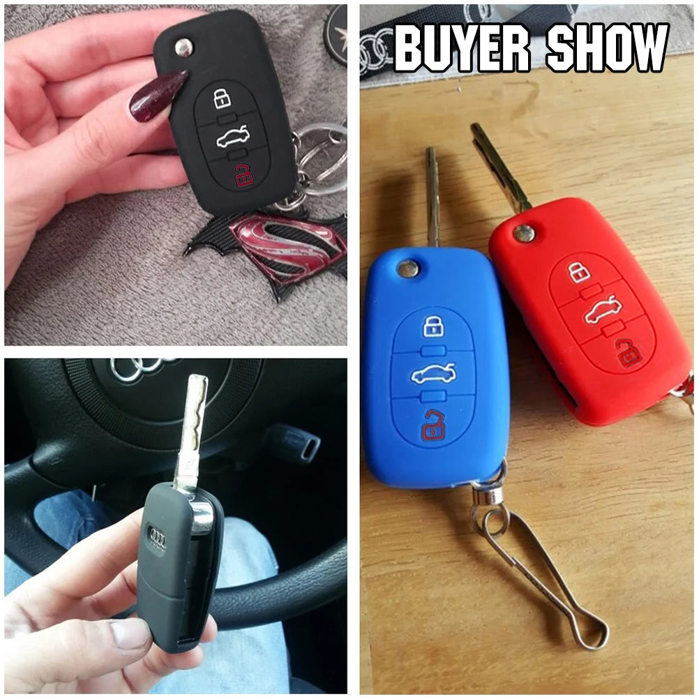 Silicone Key Fob Cover for Audi 3 Button Flip Key detail view