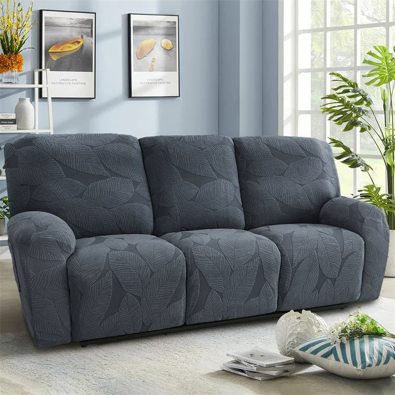 1/2/3 Seater Split Recliner Sofa Covers Solid Color Elastic Chair Cover with Side Pocket Removable Armchair Slipcover for Home